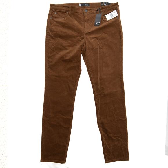 Kut From The Kloth Cognac Diana Corduroy Relaxed Fit Skinny Pants Size 16 - Picture 1 of 13